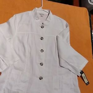 Cherokee white linen mandarin collar jacket